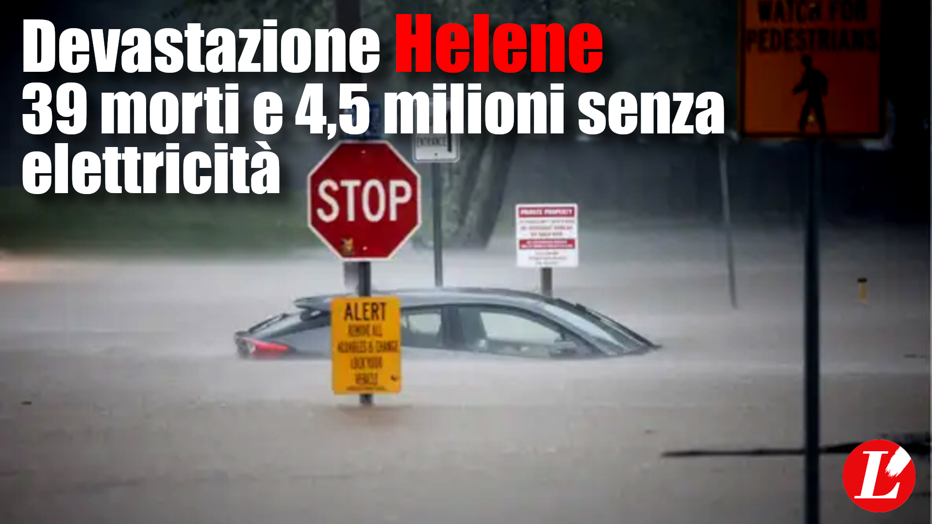 Devastazione Helene: 39 morti e 4,5 milioni di persone senza elettricità